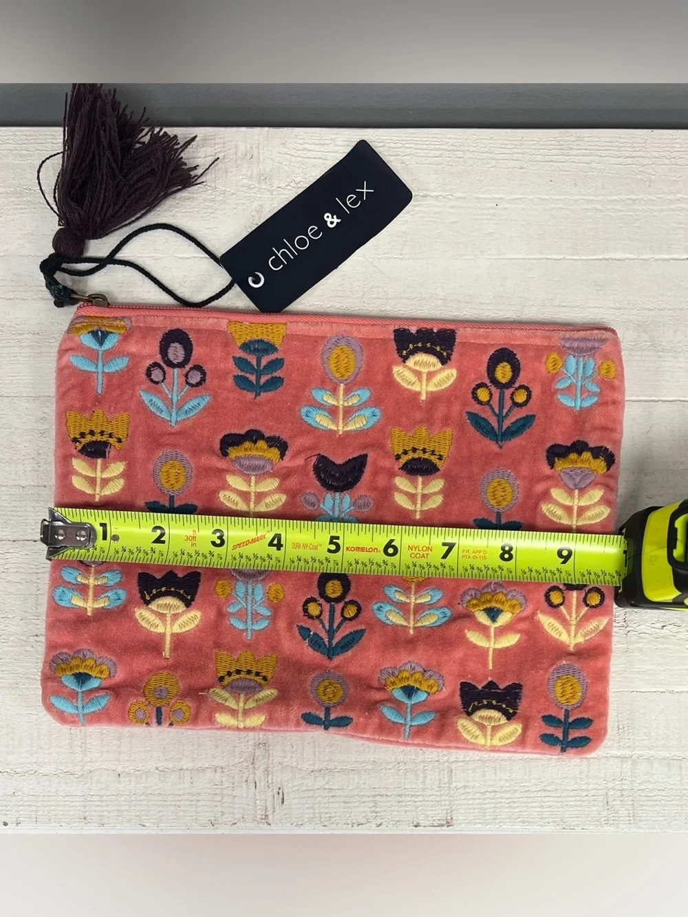Chloe & Lex Pink Floral Embroidered Kids Accessory Pouch